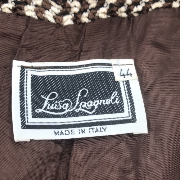 Vintage 90’s Luisa Spagnoli Boucle Knit Faux Fur Structured Blazer Jacket - Picture 12 of 16